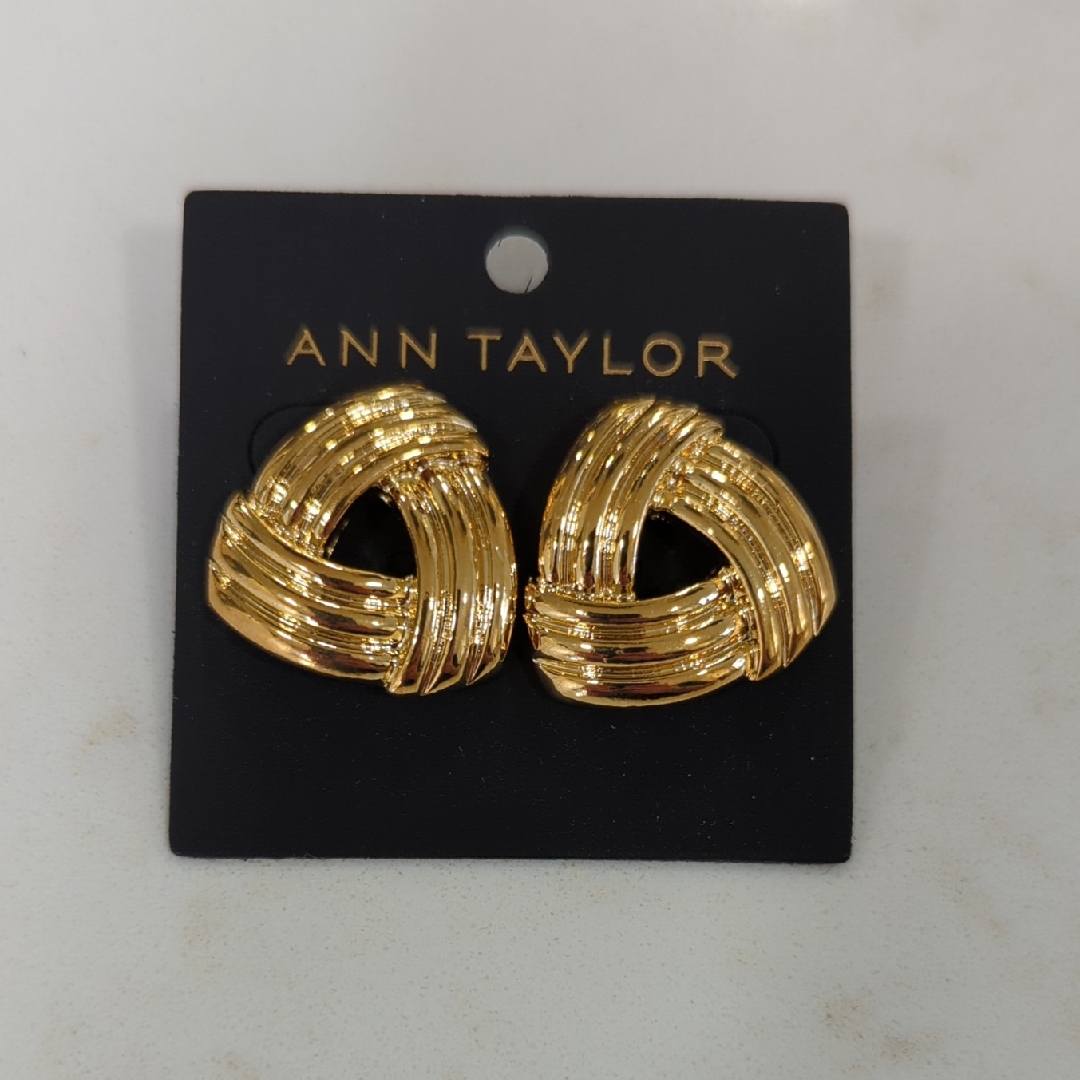 Ann Taylor Shiny Gold Twist Knot Triangular Earrings